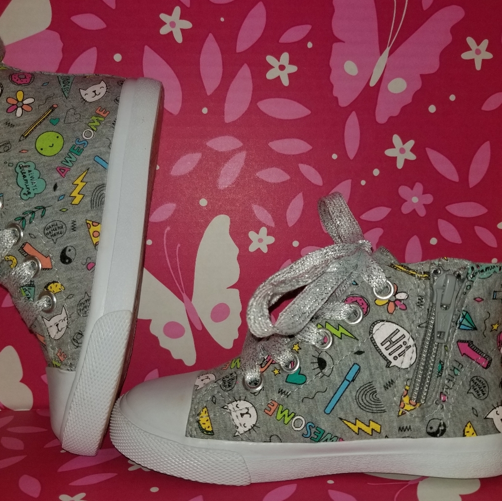 Cat and Jack Gray Cartoon High Tops